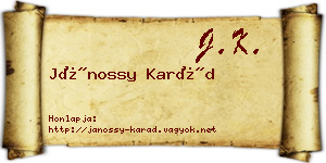 Jánossy Karád névjegykártya